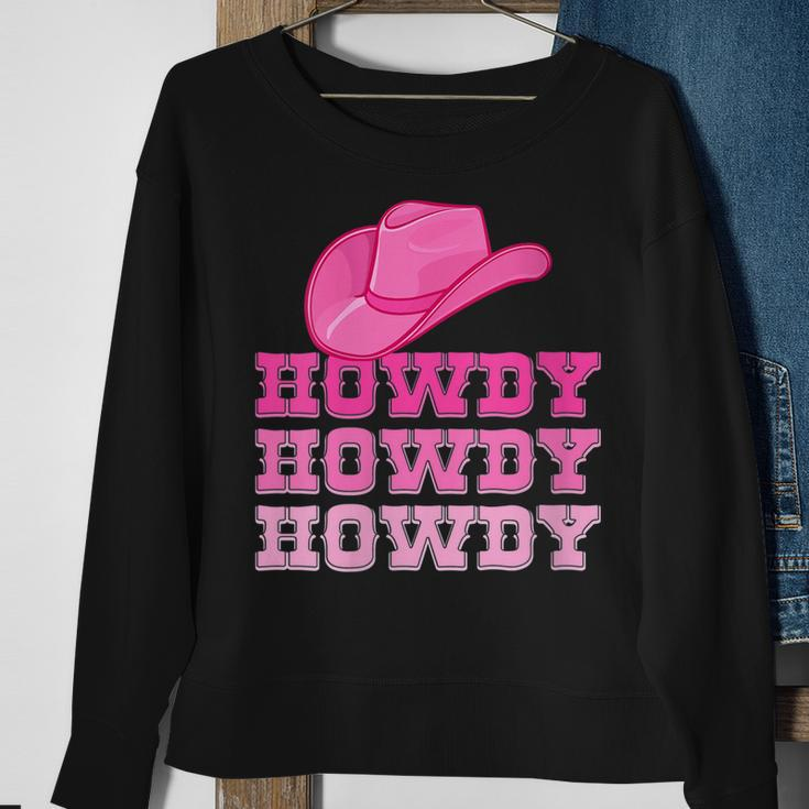 Girls Pink Howdy Cowgirl Western Country Rodeo Gift For Womens Sweatshirt Gifts for Old Women