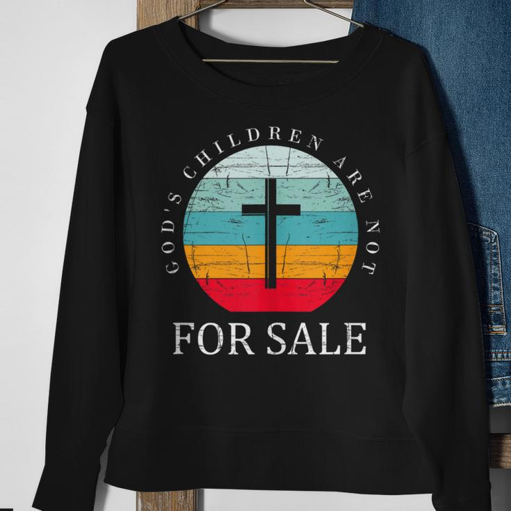 Gods Children Are Not For Sale Jesus Christian America Flag Sweatshirt Gifts for Old Women