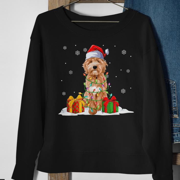 Goldendoodle Santa Christmas Tree Lights Xmas Pajama Dogs Sweatshirt Gifts for Old Women