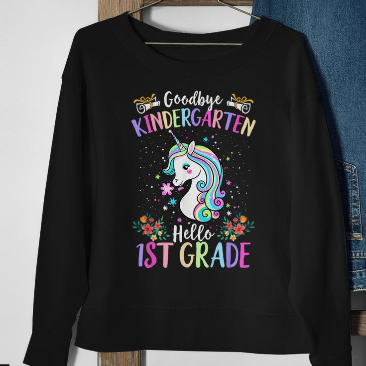 Goodbye Kindergarten Hello 1St Grade Unicorn Graduation Kid Sweatshirt Gifts for Old Women