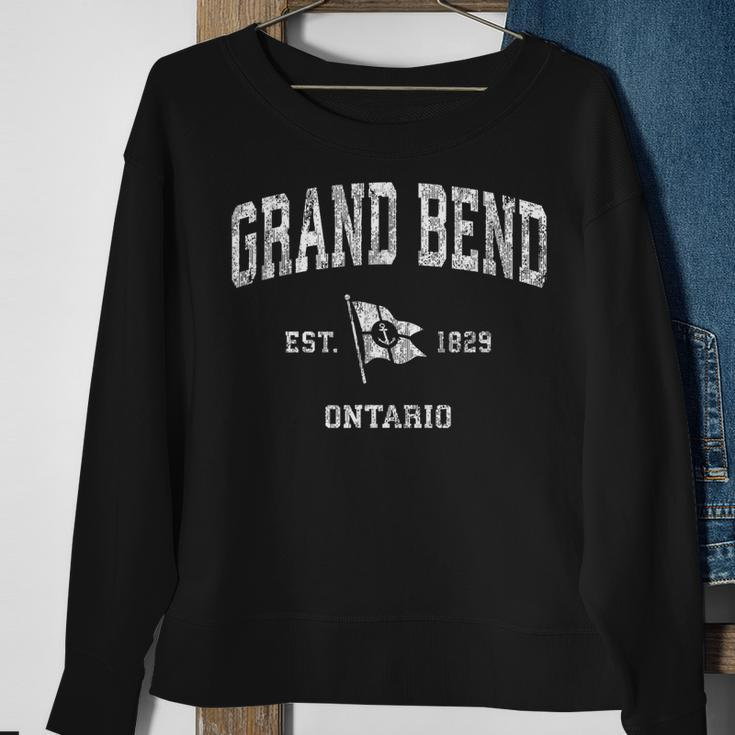 Grand Bend Canada Vintage Nautical Boat Anchor Flag Sports Sweatshirt Gifts for Old Women