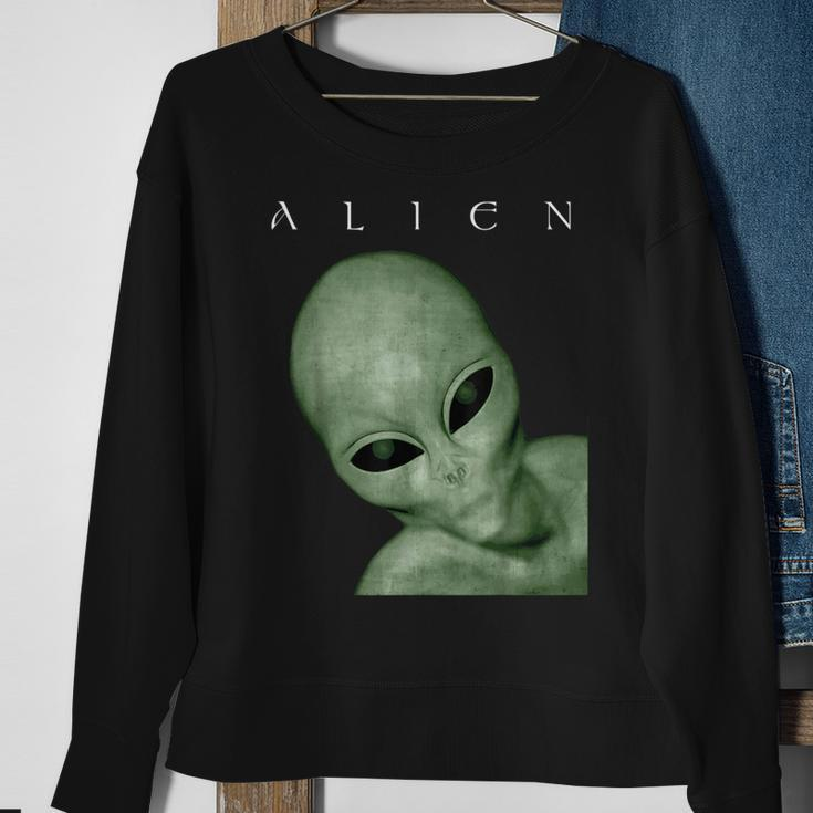 Green Alien Disclosure Realistic Grey Alien Believer Sci-Fi Sweatshirt Gifts for Old Women