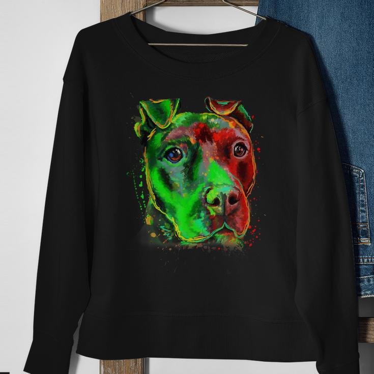 Green Color Pitbull Innocent Face Sweatshirt Gifts for Old Women
