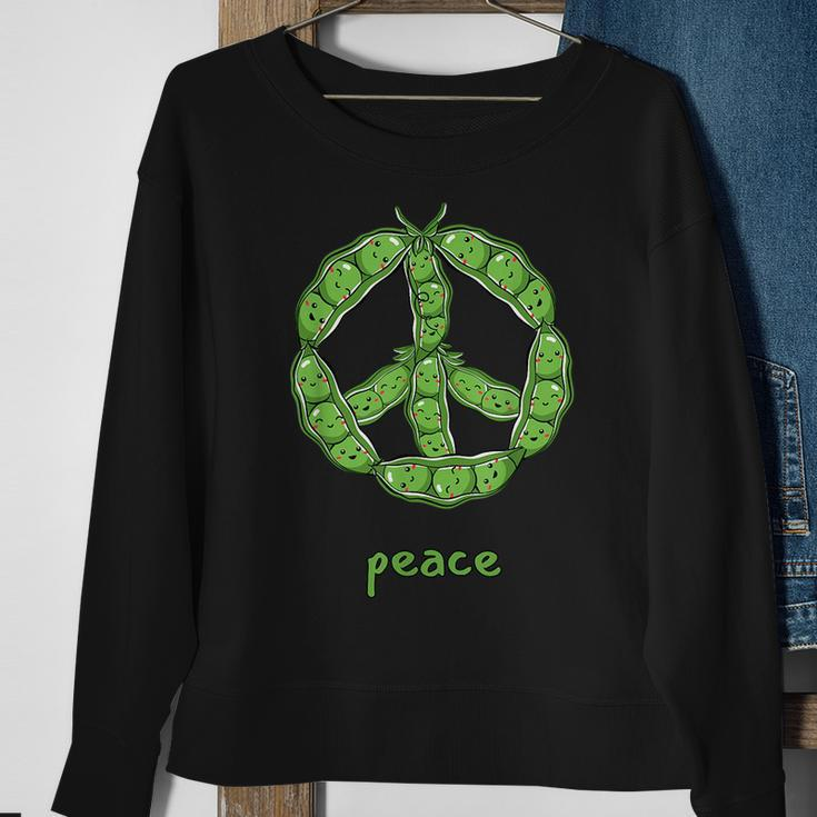 Green Peas In A Pod Peace Symbol Sweatshirt Gifts for Old Women