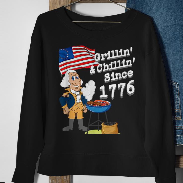 Grillin & Chillin Since 1776 4Th Of July Sweatshirt Gifts for Old Women