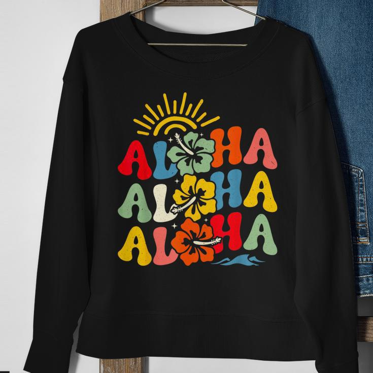Groovy Aloha Hawaii Hawaiian Beach Summer Vacation Boy Girl Sweatshirt Gifts for Old Women