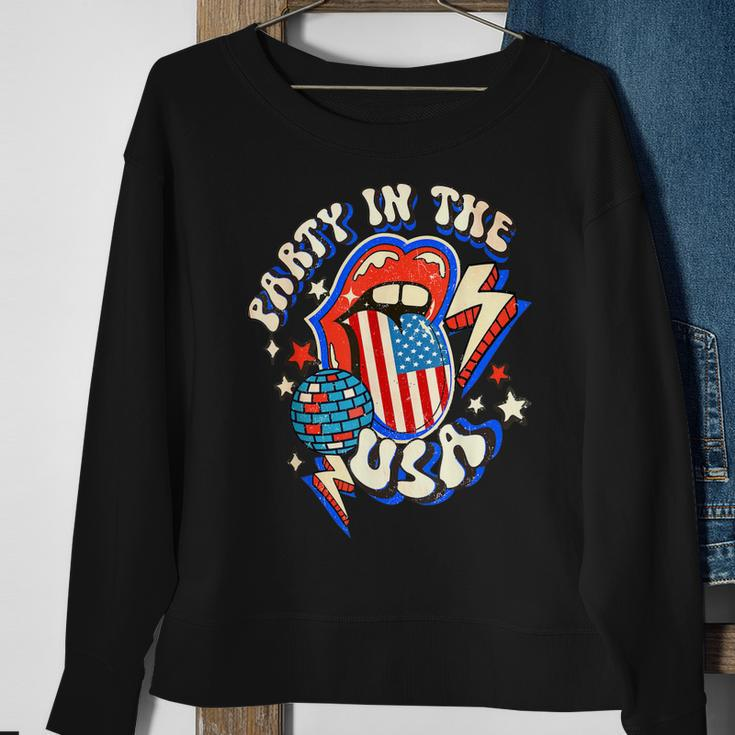 Groovy Disco Funny Party In The Us July 4Th Usa Patriotic Sweatshirt Gifts for Old Women