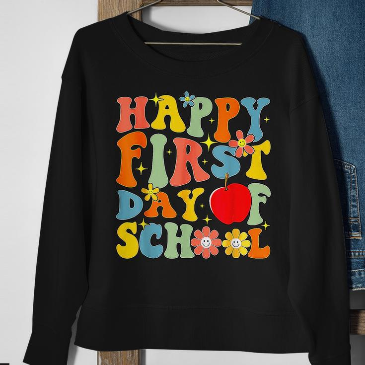 Groovy Happy First Day Of School Back To School Teachers Sweatshirt Gifts for Old Women