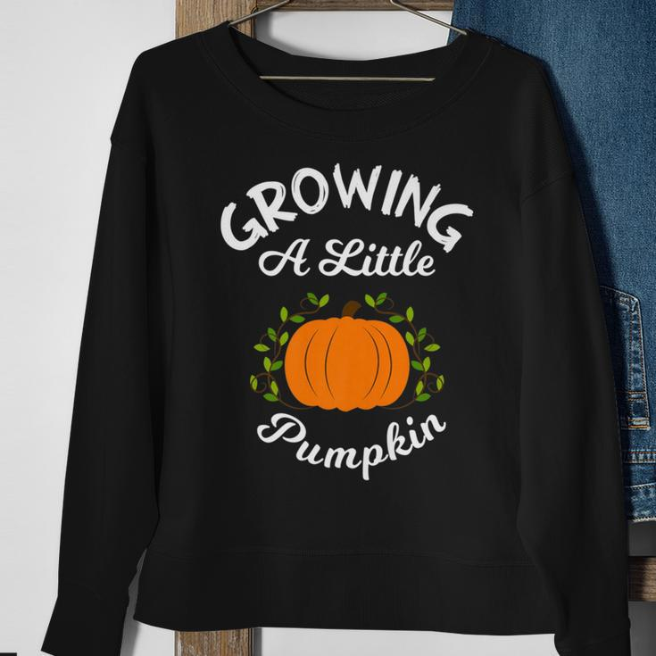 Growing A Little Pumpkin Thanksgiving Pregnancy Sweatshirt Gifts for Old Women