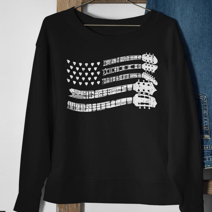 Guitar Lover Rock Music Musician Us Flag Guitar Player Sweatshirt Gifts for Old Women