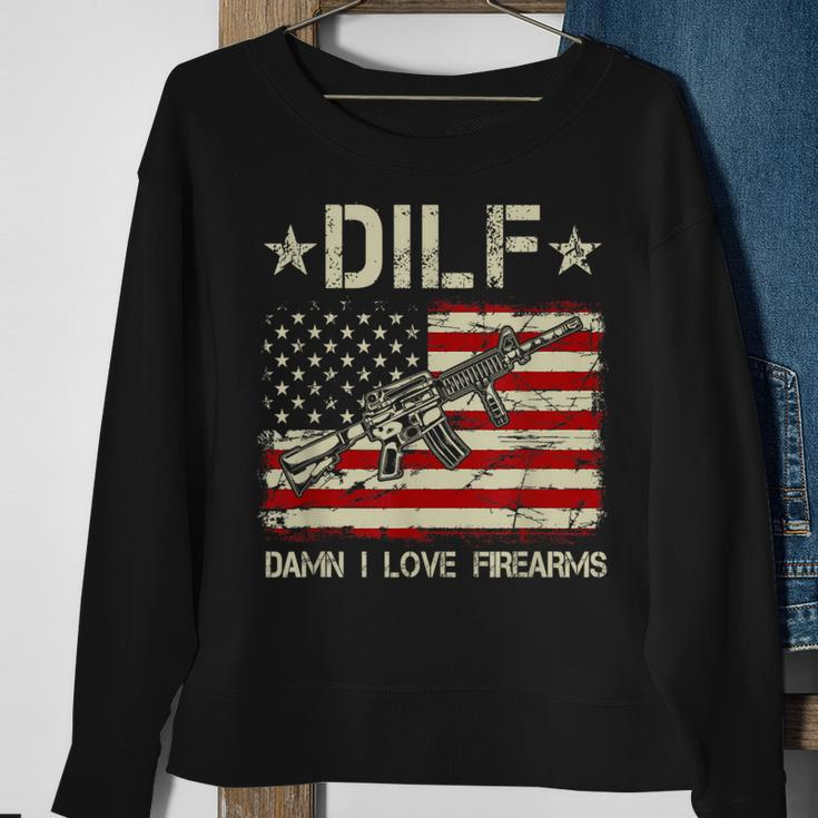 Gun American Flag Dilf Damn I Love Firearms Gift For Mens Sweatshirt Gifts for Old Women