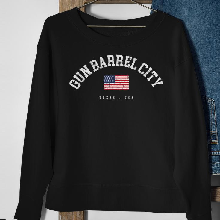 Gun Barrel City Tx Retro American Flag Usa City Name Sweatshirt Gifts for Old Women