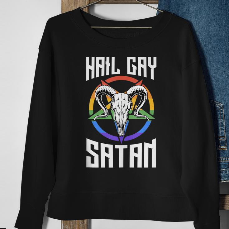 Hail Gay Satan Lgbtq Pride Satanist Pentagram Sweatshirt Gifts for Old Women