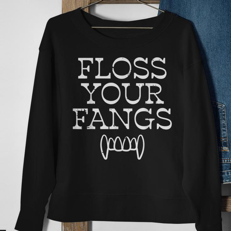 Halloween Dentist Floss Your Fangs Dental Vampire Costume Sweatshirt Gifts for Old Women