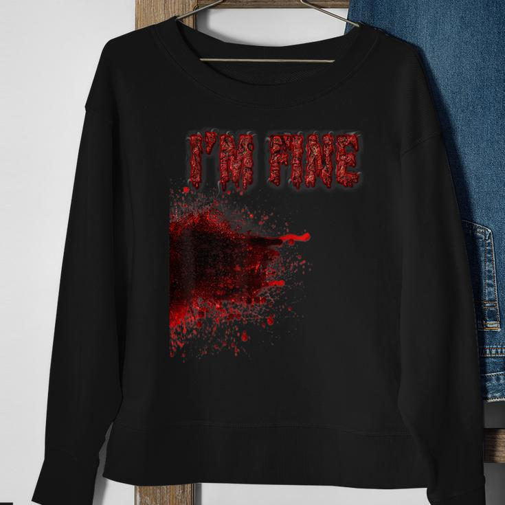 Halloween Horror Blood Stain Wound & Blood Injury I'm Fine Halloween Sweatshirt Gifts for Old Women