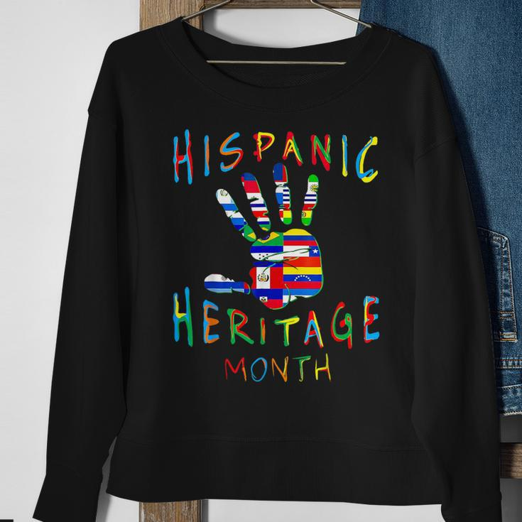 Hand National Hispanic Heritage Month All Countries Flag Sweatshirt Gifts for Old Women