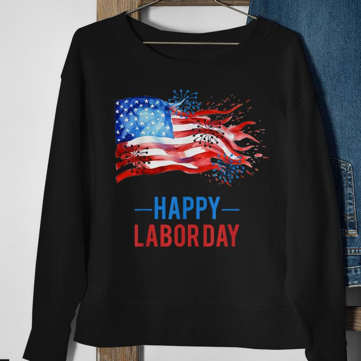 Happy Labor Day Fireworks And American Flag Labor Patriotic Sweatshirt Gifts for Old Women
