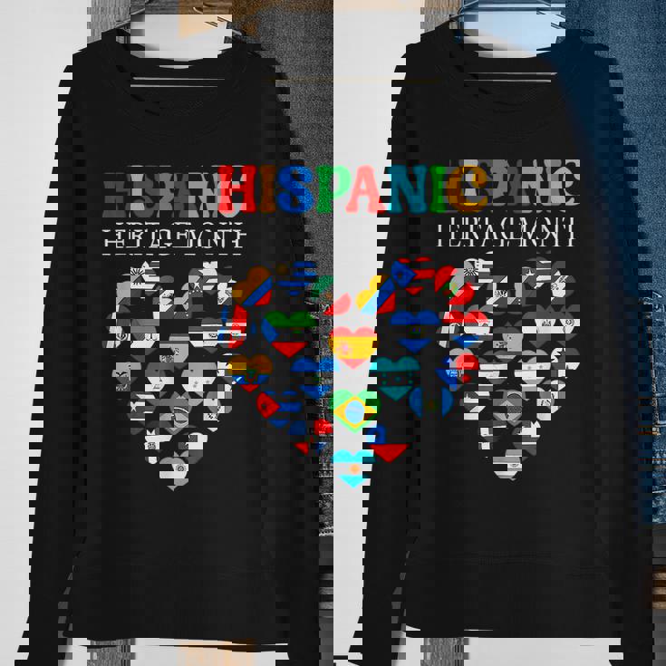 Happy National Hispanic Heritage Month All Countries Heart Sweatshirt Gifts for Old Women