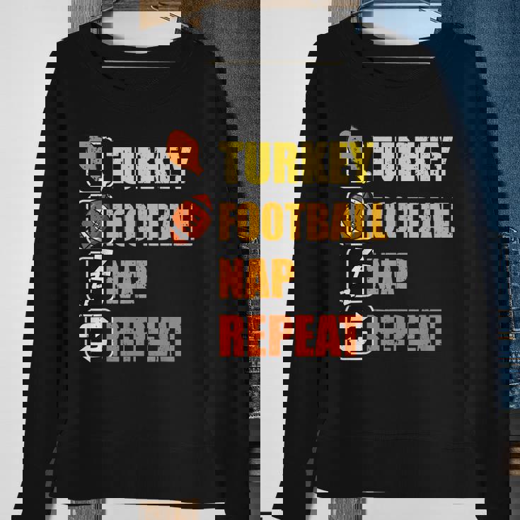 Happy Thanksgiving Turkey Football Nap Repeat Football Sweatshirt Gifts for Old Women