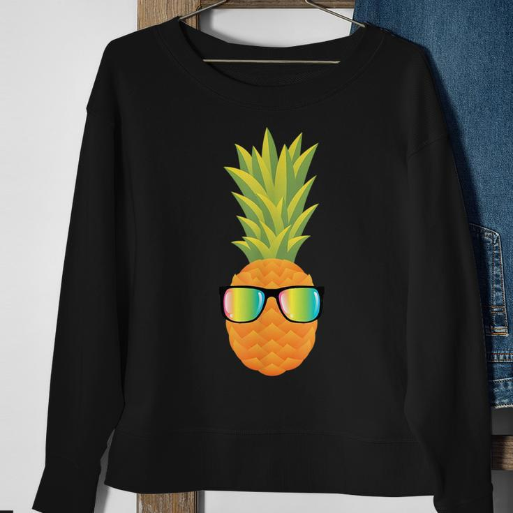 Hawaiian Pineapple With Sunglasses Illustration Gift Sweatshirt Gifts for Old Women