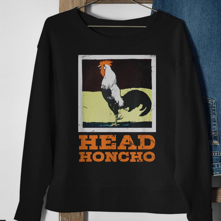 Head Honcho Vintage Rooster Illustration Perfect Boss Sweatshirt Gifts for Old Women