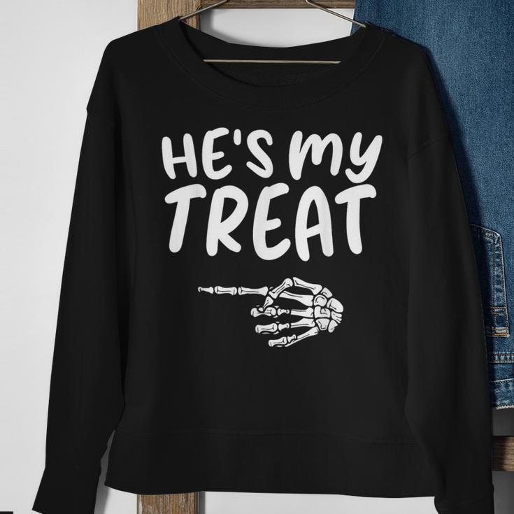 Hes My Treat Skeleton Matching Couple Halloween Costume Hers Sweatshirt Gifts for Old Women