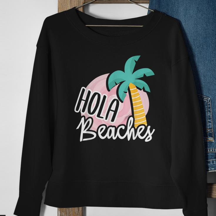 Hola Beaches Palm Tree Beach Summer Vacation Sweatshirt Gifts for Old Women