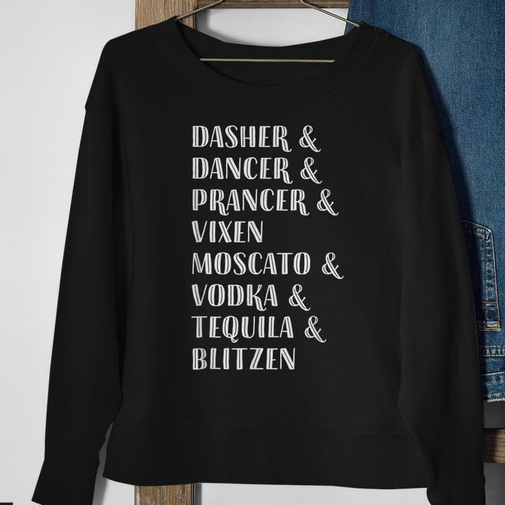 Holiday Cheer Gifts Reindeer And Alcohol Names Sweatshirt Gifts for Old Women