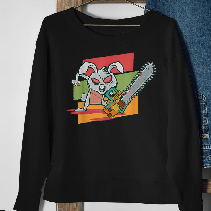 Horror Lover Creepy Chainsaw Bunny Creepy Sweatshirt Gifts for Old Women