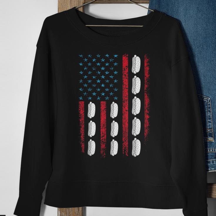 Hot Dog American Flag July 4Th Patriotic Summer Bbq Funny Patriotic Funny Gifts Sweatshirt Gifts for Old Women
