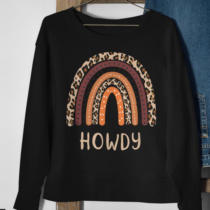 Howdy Cowgirl Leopard Boho Rainbow Womens Sweatshirt Gifts for Old Women