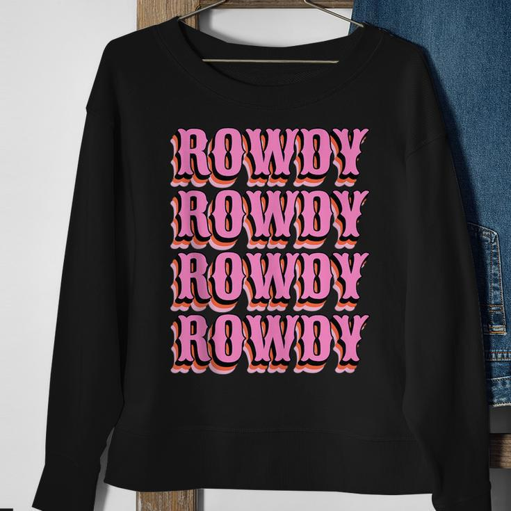 Howdy Rowdy Retro Cowgirl Nashville Country Bachelorette Sweatshirt Gifts for Old Women