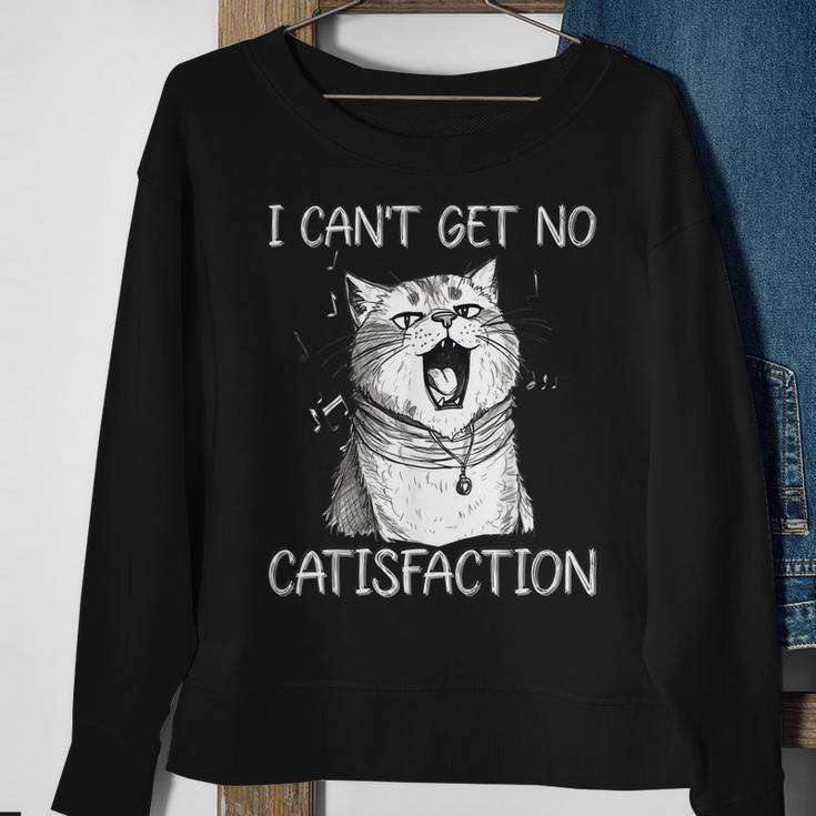 I Cant Get No Catisfaction Funny Cat Singer Kitty Music Sweatshirt Gifts for Old Women