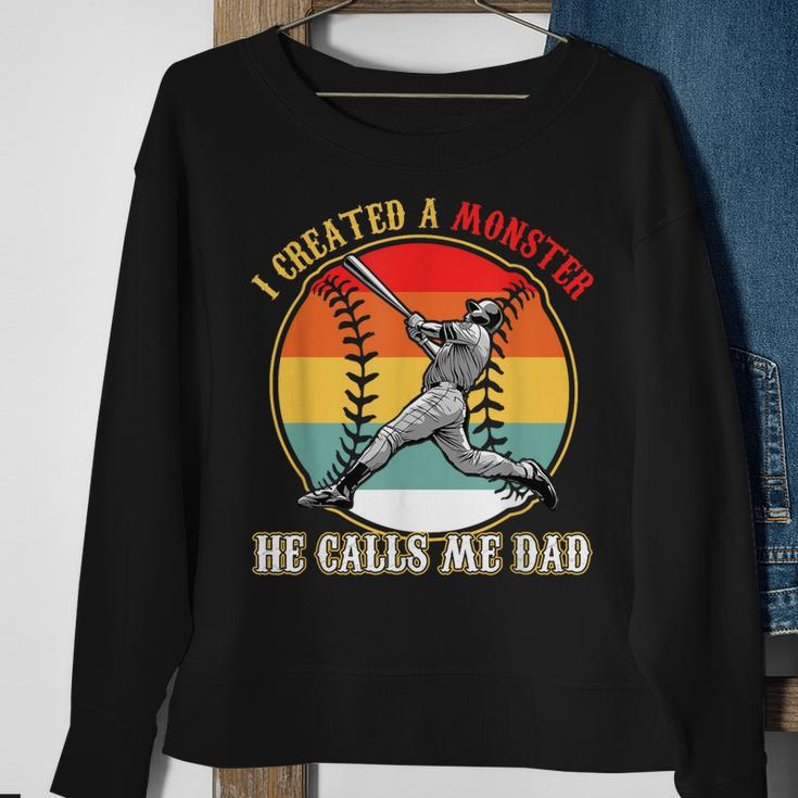 I Created A Monster He Call Me Dad Baseball Fathers Day Sweatshirt Gifts for Old Women