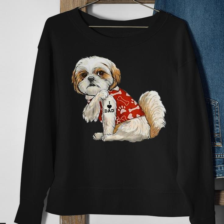 I Love Dad Tattoo Shih Tzu Dad Funny Fathers Day Gift Sweatshirt Gifts for Old Women