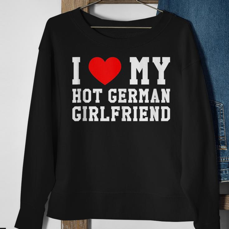 I Love My Hot German Girlfriend Red Heart Sweatshirt Gifts for Old Women