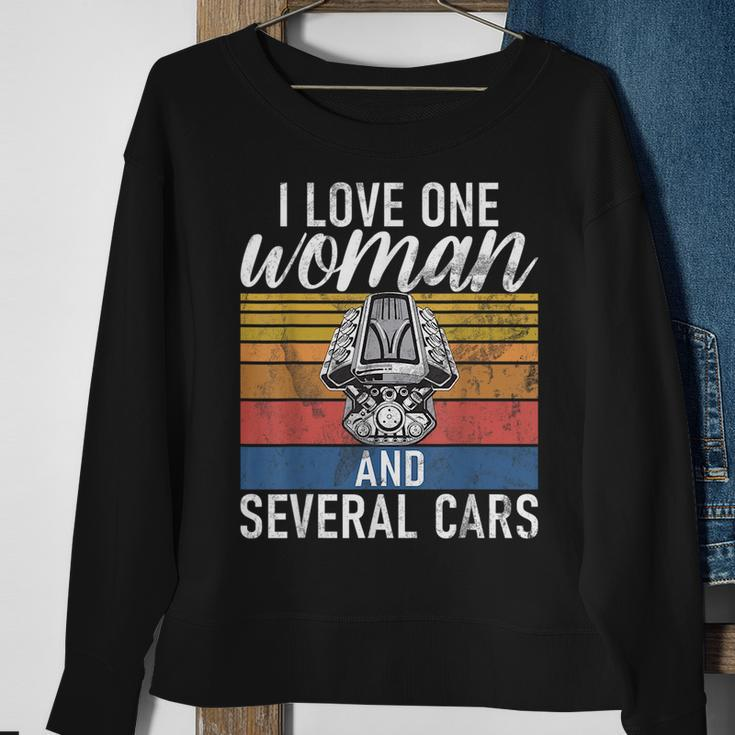 I Love One Woman And Several Cars Muscle Car Cars Funny Gifts Sweatshirt Gifts for Old Women