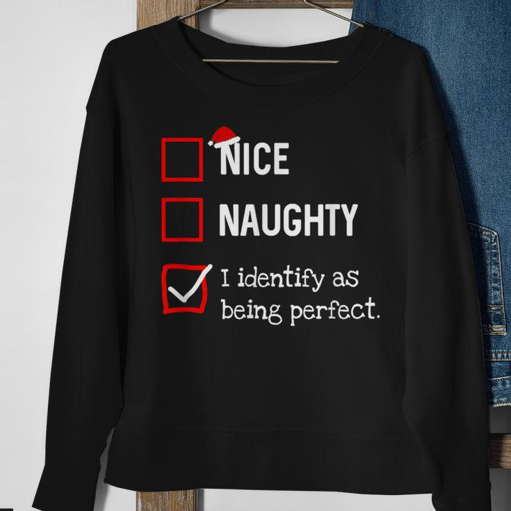 Identify As Perfect Naughty Nice List Christmas Sweatshirt Gifts for Old Women
