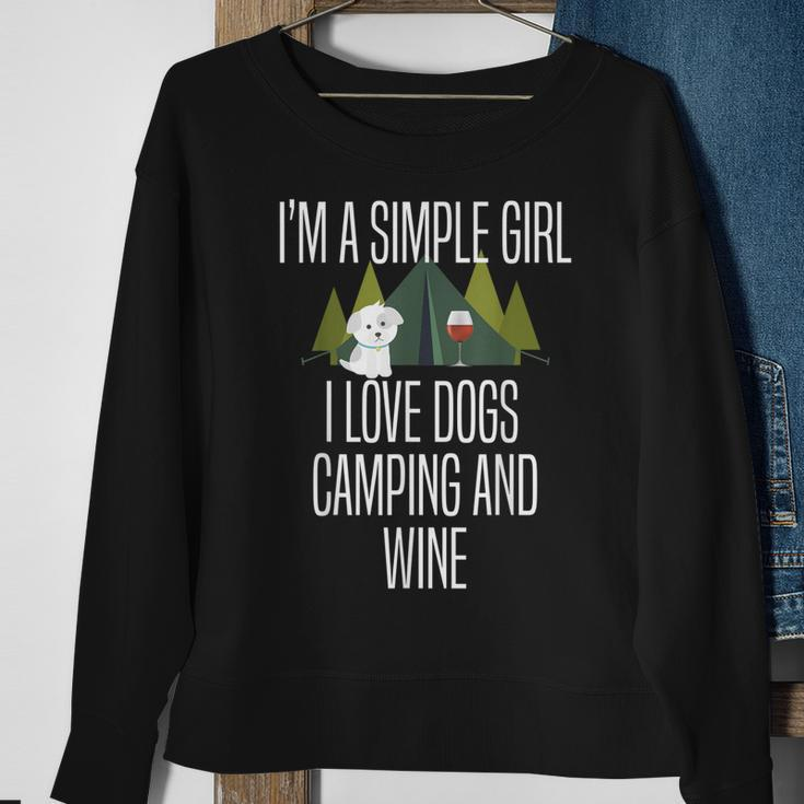 Im A Simple Girl I Love Dogs Camping And Wine Camper Sweatshirt Gifts for Old Women