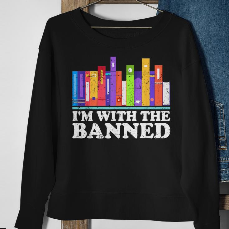 I'm With The Banned Books I Read Banned Books Lovers Library Sweatshirt Gifts for Old Women