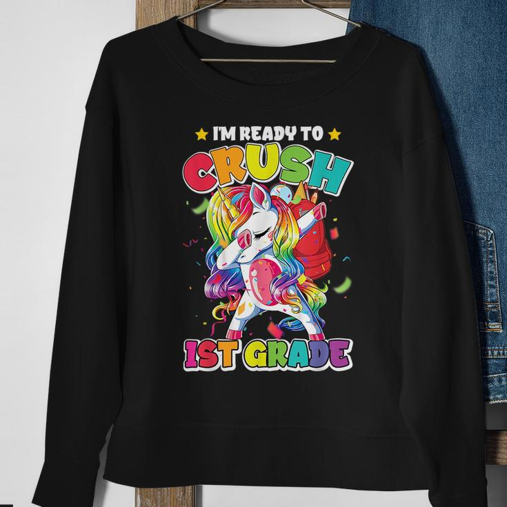 Im Ready To Crush First Grade Unicorn First Day Of School Unicorn Funny Gifts Sweatshirt Gifts for Old Women