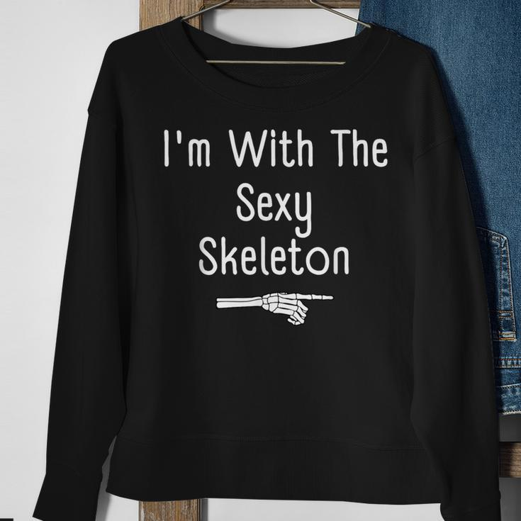 I'm With Sexy Skeleton Halloween Costume Last Minute Sweatshirt Gifts for Old Women