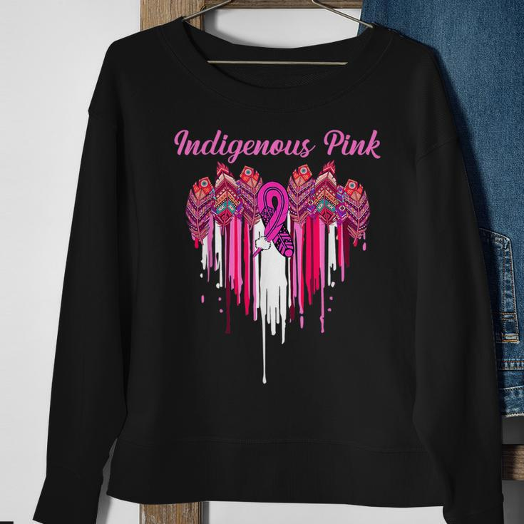 Indigenous Breast Cancer Awareness Feather Pink Ribbon Sweatshirt Gifts for Old Women