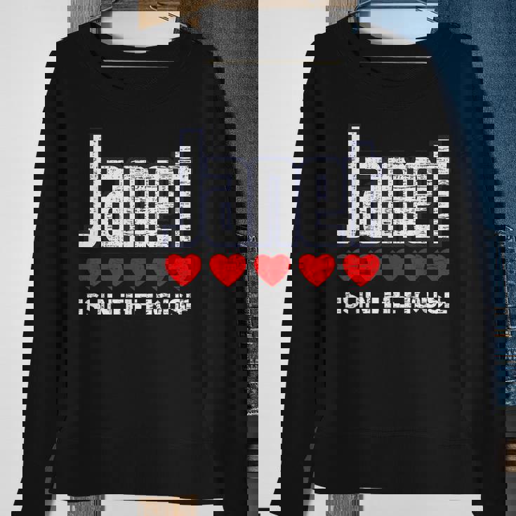 Janet Is In The House Retro Hearts First Name Love Janet Sweatshirt Gifts for Old Women