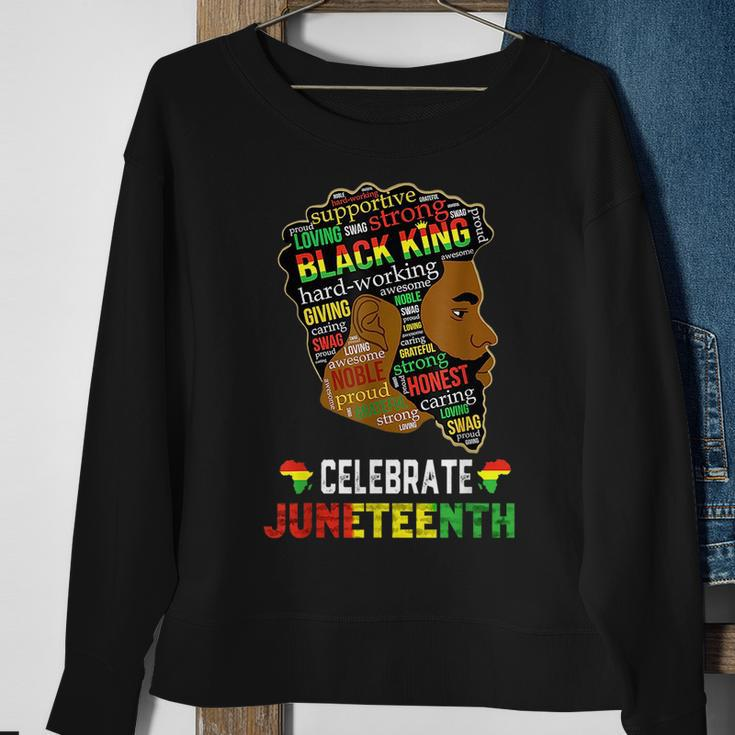 Junenth Celebrate 1865 Freedom Black King Fathers Day Men Sweatshirt Gifts for Old Women