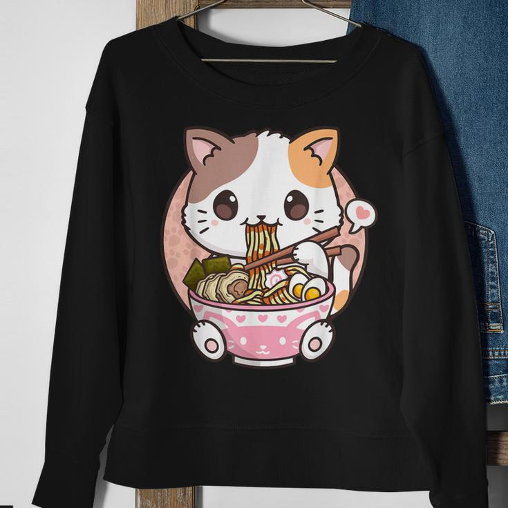 Kawaii Anime Ramen Cat Neko Sweatshirt Gifts for Old Women