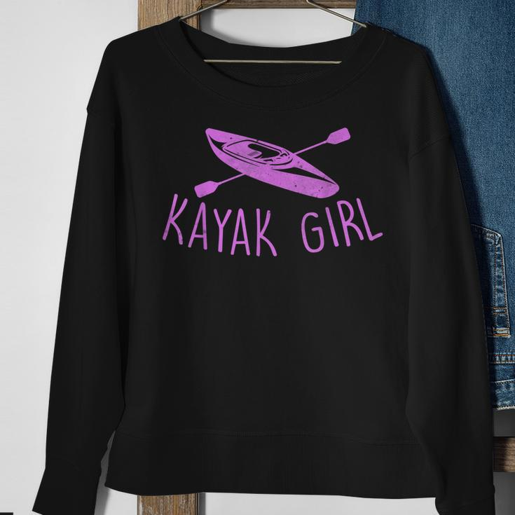 Kayak Girl Outdoor Sport Funny Camping Fishing Family Party Sweatshirt Gifts for Old Women