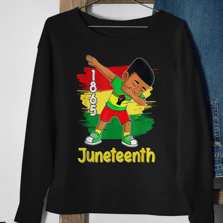 Kids Dabbing Black Boy Brown Skin Prince Junenth 1865 Sweatshirt Gifts for Old Women