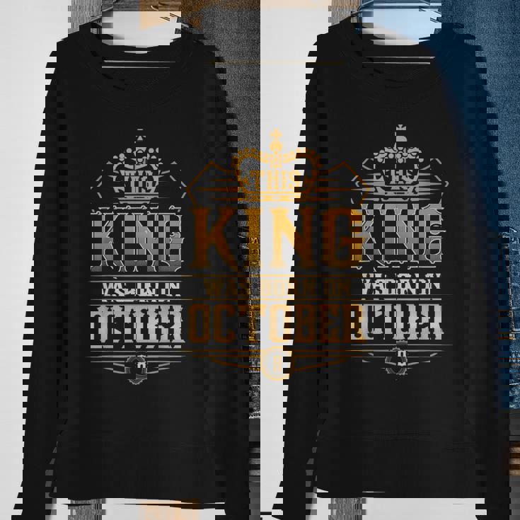 This King Was Born On October 8Th Libra Scorpio Sweatshirt Gifts for Old Women