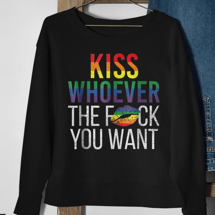 Kiss Whoever The F Fuck You Want Gay Lesbian Lgbt Sweatshirt Gifts for Old Women
